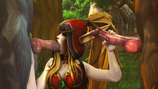 Elf girl sucking dog cock