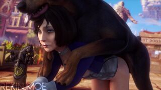 Elizabeth gets fucked by a dog