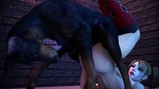 Harley Quinn has sex with a dog
