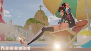 Dva Masturbating on the beach