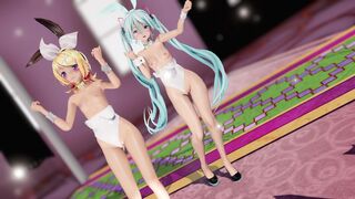 [4kmmd]Miku Rin Bunny style diff white ver[Uncensored]