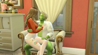 Babe Gets Destroyed On Living Chair By Buff Alien Husband