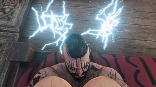 Conan Exiles fem POV cowgirl DD pose