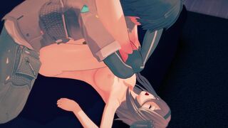 snowbreak haru leg lift on Ajutant shoulder close shot camera