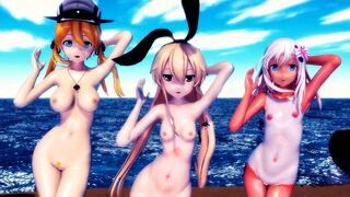 Shimakaze, Ro500 & Eugen - Shake It [MMD R18] Hamselvish
