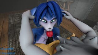 Braixen playing rough with Krystal