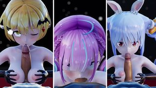 (Aqua, Mel & Pekora) Orgy Party (Lingerie Outfit) [ブラン]