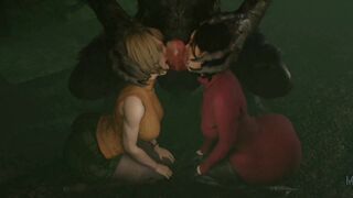 Ada & Ashley loving Werewolf Cock
