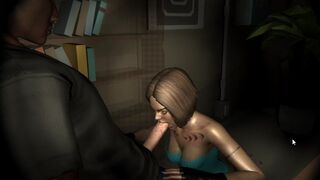 Jill handjob in boss room