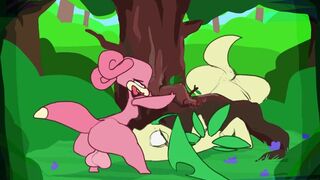 Slowpoke fucking Bayleef in the forest!