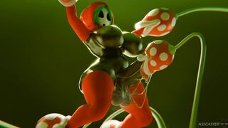 Piranha Plants sucking on shy gal's breasts and her big penis!!!