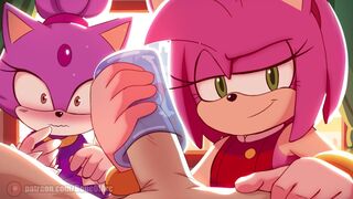Amy and Blaze handjob