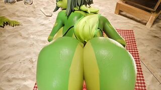 Testing the new swimsuit