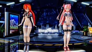 Shimakaze & Amatsukaze - Call Me Call Me [MMD R18] Blue Nights