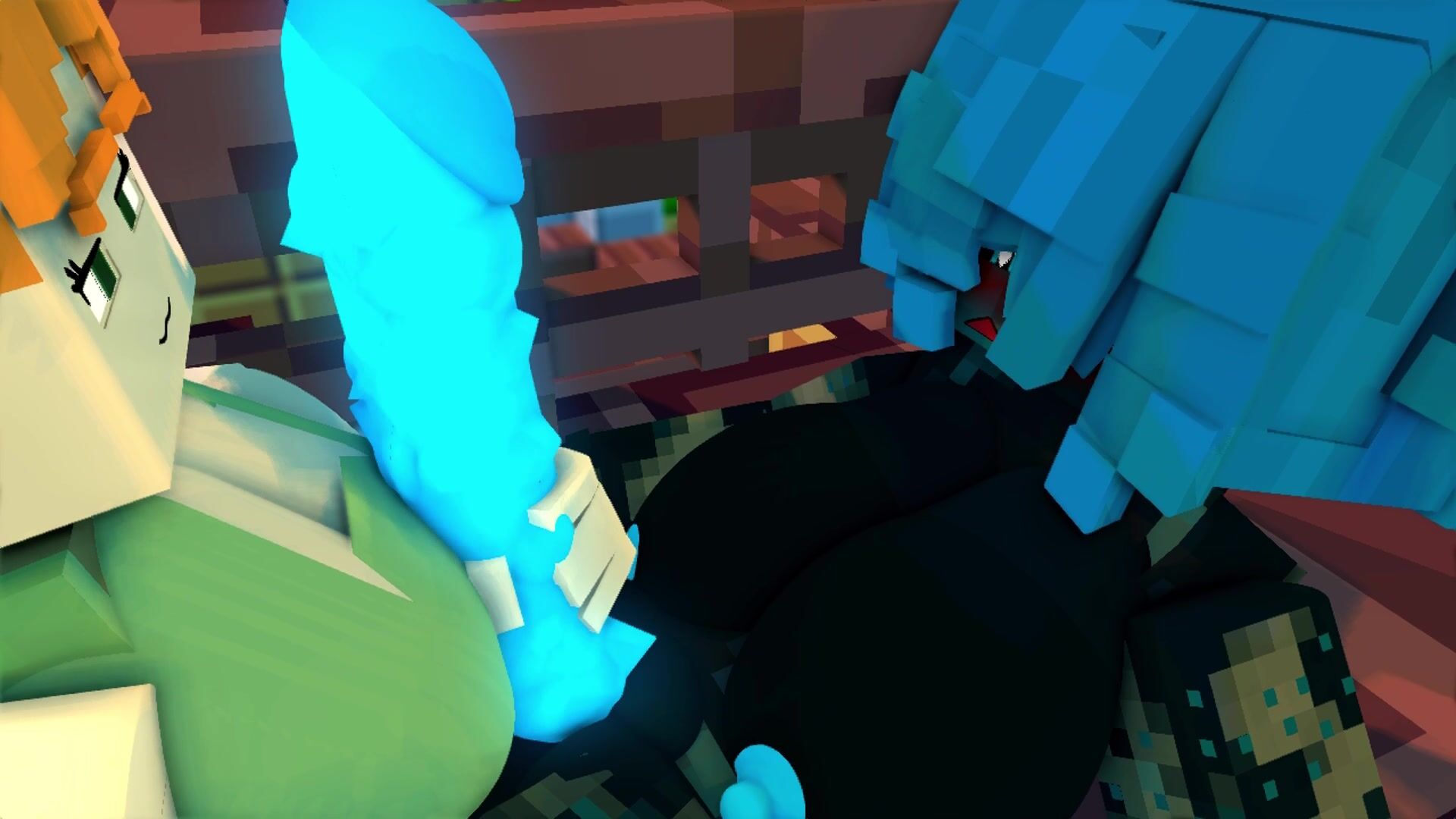 A close-up of Alex's face contorted in ecstasy