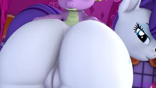 Spike fucks Rarity's buttcheeks