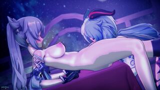 [4K] Ganyu and Keqing's Nightly Routine [Jabobco]