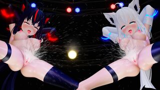 forward and backward hip swing Bass Knight  Shirakami Fubuki&Kurokami Fubuki