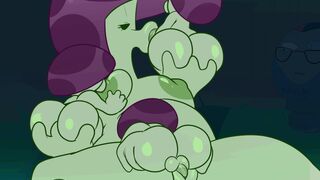A female Scaredy Shroom gets gangbanged by three Puff Shrooms ( Mrloquendo )
