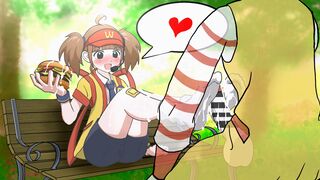 Girl from McDonald's give a nice footjob for the sauce of burger