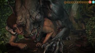 Lara Croft raped by a monster