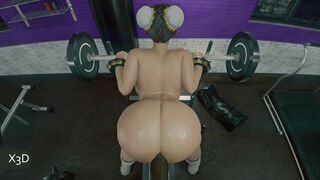 Chun-Li Gym Session (Nude) [Blacked Edit] [X3D]