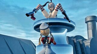 Shimakaze & Prinz - Dive To Blue  (Pee bonus) [MMD R18] LeyLineWalker