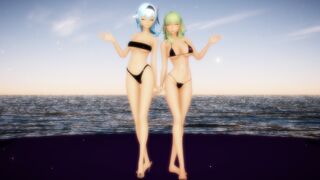 MMD R18 Fire Emblem x Genshin Impact / Byleth x Eula Bikini Dance