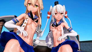 Shimakaze & Amatsukaze - Good Night Kiss [MMD R18] GenesisMMD