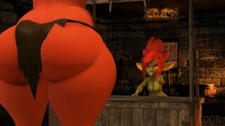 Goblin blacksmith dealing with customers [Coot27]