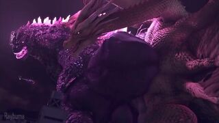 Godzilla gets backshots from Ghidorah