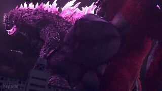 Godzilla gets backshots from Skar King