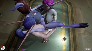 2 Elves Futa gangbang female Draenei