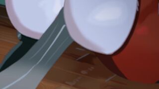 red raccoon boy ravaged by tentacles