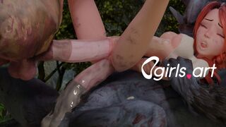 Double Penetration w/ Monster Cock - Ogirls