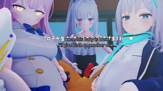 Shiroko Miyako Mika forced child-making Clothed (Eng Subs) - Poko