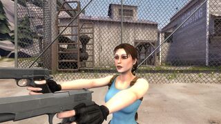 Lara croft vs t.rex by thelittleboot