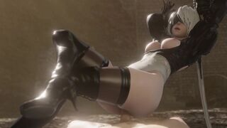 NieR: Automata Yorha 2B 3D SFM Anal Boots Footjob Compilatiom