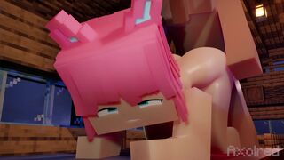 Girl gets fucked doggystyle by a villager in Minecraft