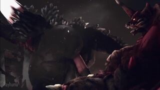 space godzilla riding destroyah