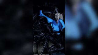 Samus hugged by Xenomorph [ArnoldTheHero]