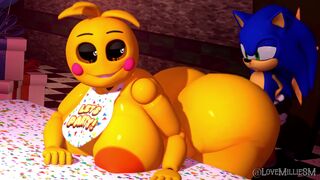 sonic giving toy chica backshots and fills mommy
