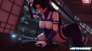 Psylocke catches an enemy ninja (black) [Baron Von Meowsberg]