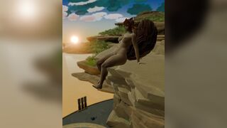 Shes chillin at on a clif