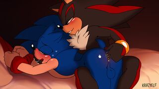 Shadow teasing Sonic's Anus