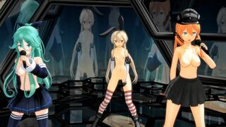 Shimakaze, Yamakaze & Prinz - Electro World [MMD R18] Yokeke