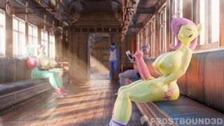 Fluttershy masturbating in public train
