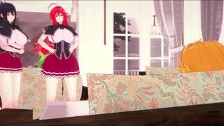 High school DXD Rias&Akeno Threesome (NTR)