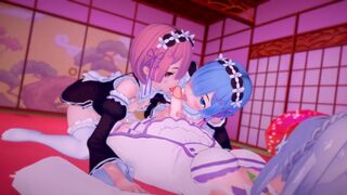 Futa Emilia has sex with Futa Ram & Futa Rem [Bruhchenko69]