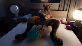 Dog girl masturbating with a dildo